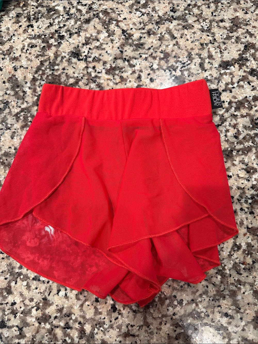 Girls Red Ruffled Layered Shorts